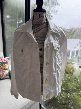 Michael Kors White Gold Stretch Jacket Button Front 1X XXL